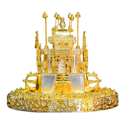 鎏金鎏银大威德坛城铜摆件