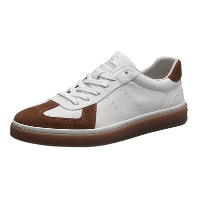 公羊真皮软底百搭德训板鞋男