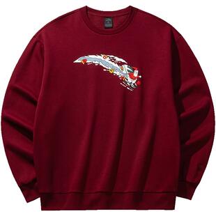 安踏卫衣情侣装2026新款圣诞节红色新年套头衫圆领男款运动上衣女