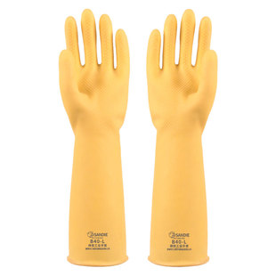 三蝶工业橡胶手套耐酸碱加长加厚乳胶化工业劳保耐用耐磨防水耐油