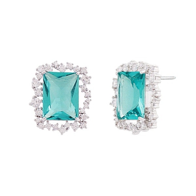 韩国小众轻奢华丽天蓝方钻耳钉