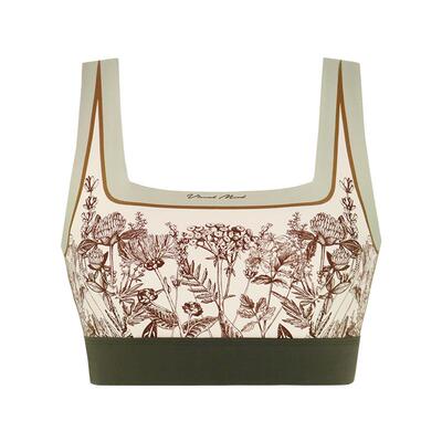 VisualMood绿印花瑜伽健身背心