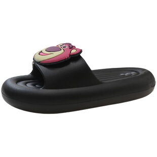 可爱卡通小熊凉拖鞋女夏季室内家居厚底浴室洗澡防滑拖鞋夏天外穿