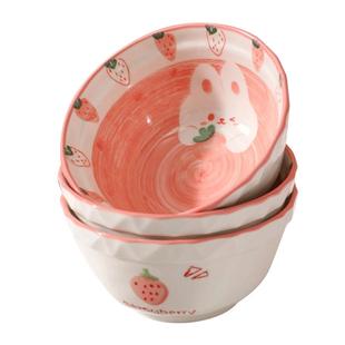 佩尔森儿童碗家用卡通陶瓷饭碗可爱兔子碗碟餐具套装2025新款汤碗