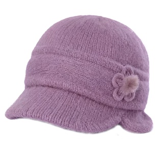 中老年帽子女冬天毛线帽冬奶奶妈妈护耳保暖老人老太太兔毛针织帽