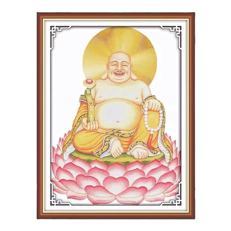 大肚弥勒佛十字绣笑口常开菩萨