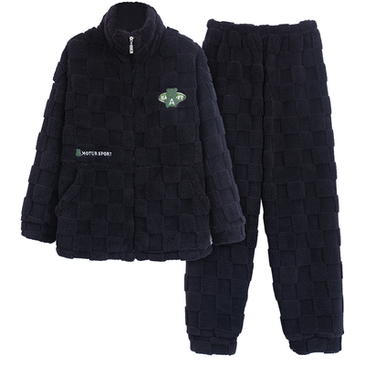 加长版高个子冬天珊瑚绒高领加厚保暖睡衣长袖长裤家居服套装女款