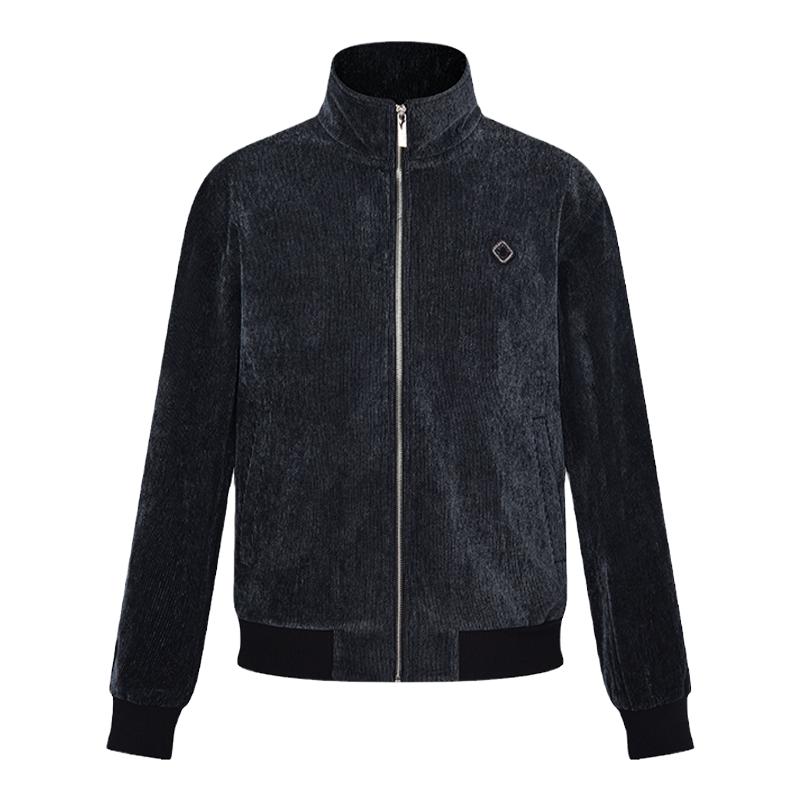 RARE威雅男装秋冬新款夹克男士蓝灰色灯芯绒加厚保暖立领休闲外套