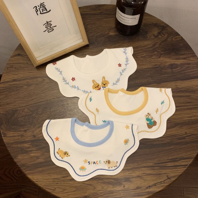 韩版婴儿纯棉口水巾儿童防水围兜新生儿男女宝宝可旋转围兜0-2岁