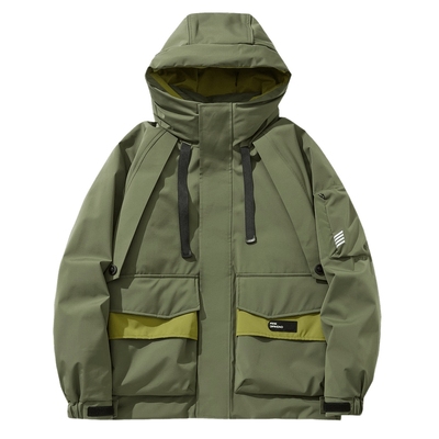 工装连帽羽绒服保暖冲锋衣外套