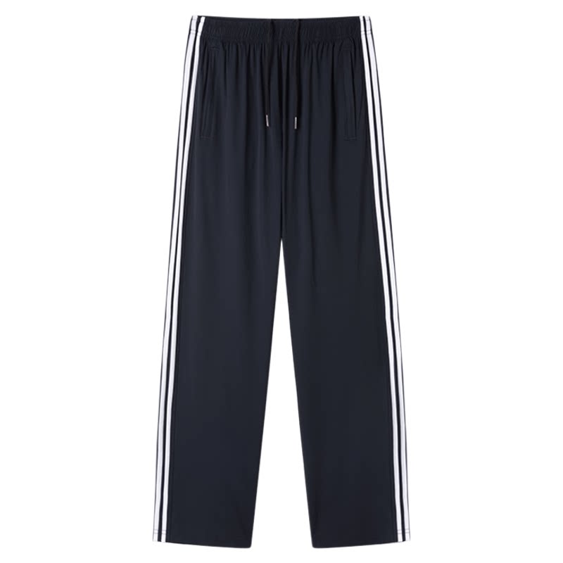 夏季薄款冰丝校服裤藏青色一道杠