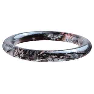 天然透体黑发晶手镯圆条美人条镯子女款生日礼物饰品送鉴定证书