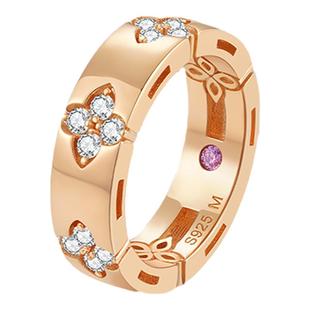 幸运四叶草光面戒指女 轻奢小众高级感独特气质指环S925银镀18K金