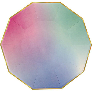 一次性彩虹渐变纸盘独角兽生日派对装扮用品Unicorn party Plates