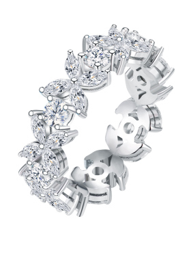 卓蝶珠宝马眼唯美风花簇宽版戒指