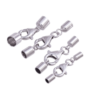 S925银扣子龙虾扣项链蜡绳皮绳扣头项链手链收尾管连接扣延长链