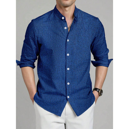 M 19156 Linen long sleeve business shirt 亚麻透气商务长袖衬