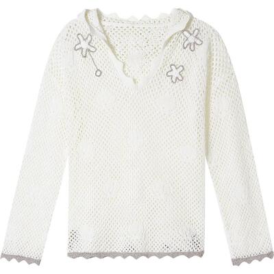 SALT.P可颜白色法式镂空钩织罩衫女上衣慵懒2026春新款AC36106170