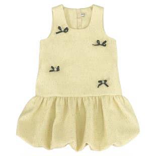 小童木 俏皮小香风女童连衣裙秋季2025新款蝴蝶结女大童背心裙子