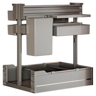 酷太厨房拉篮橱柜百纳宝调料篮双层抽屉式内置收纳碗碟调味品架子