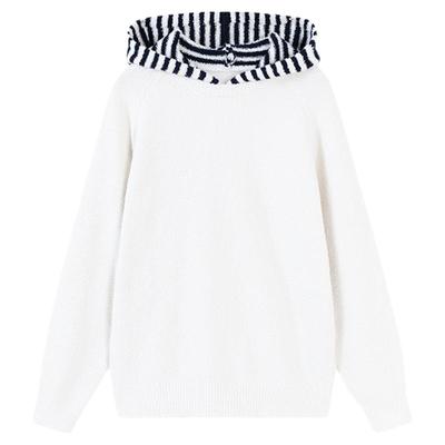 AR连帽假两件半边绒家居服可外穿保暖针织卫衣秋冬女almondrocks