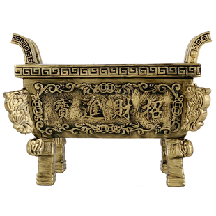 仿古铜有求必应鼎香炉家用陶瓷四方鼎寺庙供奉特大号方形插香熏炉