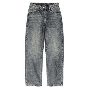 美式高街个性烫钻牛仔裤男春季款2026新款潮牌宽松直筒高端长裤子