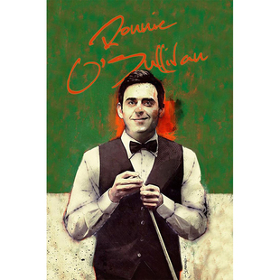 奥沙利文海报台球室装饰画斯诺克贴画中式黑八壁画桌球厅卧室挂画