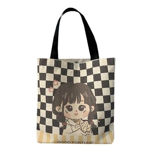 小号日系水桶托特帆布包简约百搭手拎大容量手提便当餐盒小包女潮