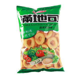 满地可蔬菜鸡味圈75g80后怀旧零食一品鱿鱼圈膨化薯片休闲小吃55g