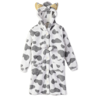 tutuanna秋冬珊瑚绒睡衣女 萌耳朵加绒加厚保暖连帽家居服睡裙女