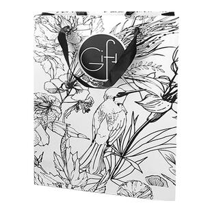 国潮黑白花鸟加厚时尚礼品袋纸袋生日节庆礼物袋高档手提袋定制