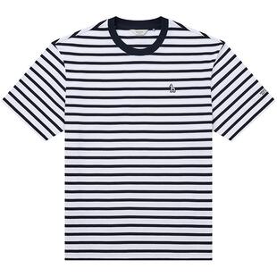 HAZZYS哈吉斯夏季男装横条纹短袖圆领T恤多色休闲通勤百搭上衣