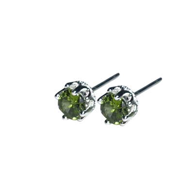 s925银气质复古满绿锆石耳钉养耳