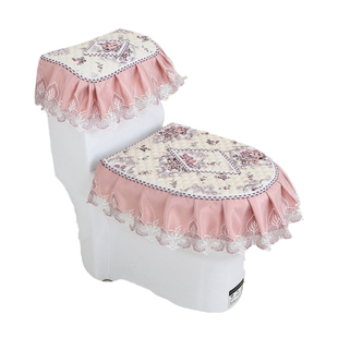 三件套欧式新款布艺四季马桶罩马桶垫马桶圈U型马桶套拉链式套