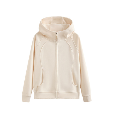 粉色卫衣加绒修身显瘦保暖外套