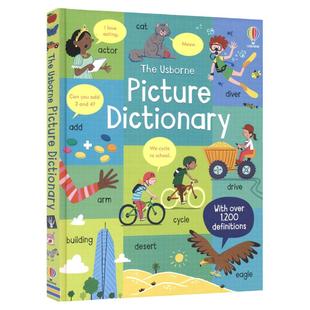 英文原版 Usborne Picture Dictionary 儿童英语图解词典 单词1200+ 基础英语语法 数字星期颜色常用词 进口原版