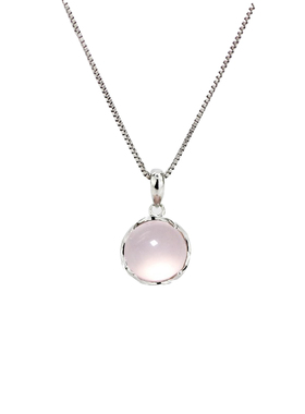 铜镀银粉水晶项链女温柔清冷感