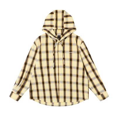 丛林老虎美式格子刺绣防晒衬衫男