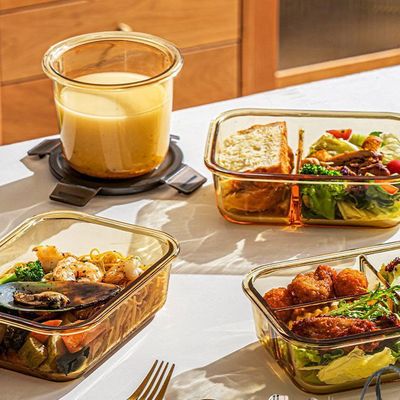 玻璃饭盒可微波炉加热专用的学生上班族带盖餐盒保鲜分隔型便当碗