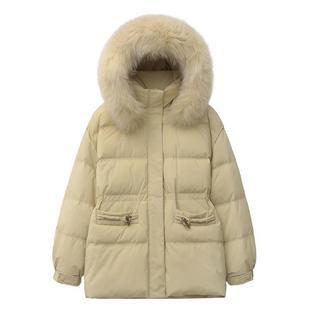 特大码羽绒服女200斤胖mm冬季宽松收腰短款90白鸭绒孕妇加厚外套