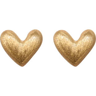 方糖家 复古法式拉丝饱满桃心金属耳钉2026新款适合冬天的耳环女