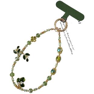 新中式绿水晶手机链轻奢精致高级感挂链玄学招财背带链条夏季新款手腕手链女高端串珠防丢链子挂绳包包挂件壳