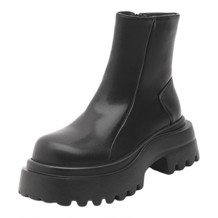 新款烟筒靴高帮男厚底增高7cm德比鞋男中帮切尔西靴工装马丁靴男