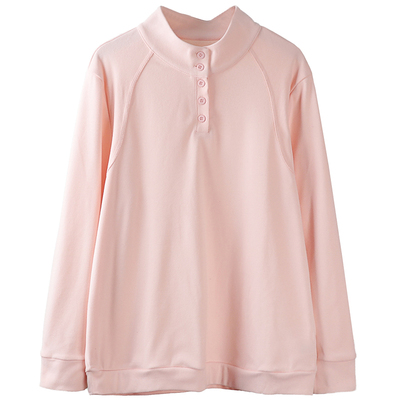 大码德绒打底衫纽扣小立领加肥