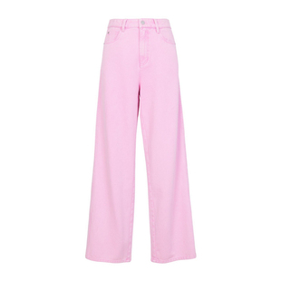 婉甸2026春季新品樱花粉阔腿裤纯棉牛仔垂感裤直筒裤1251X07SX4