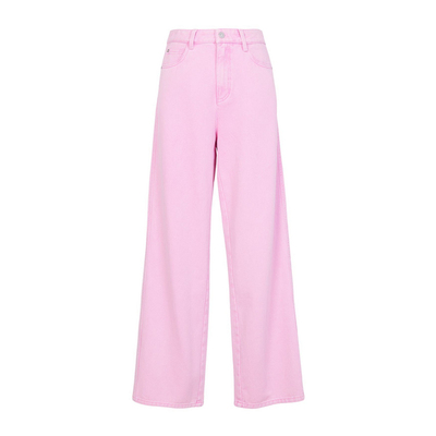 婉甸2026春季新品樱花粉阔腿裤纯棉牛仔垂感裤直筒裤1251X07SX4