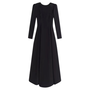 粉色连衣裙女秋冬长款长袖绝美伴娘服小个子晚礼服2025新款千金感