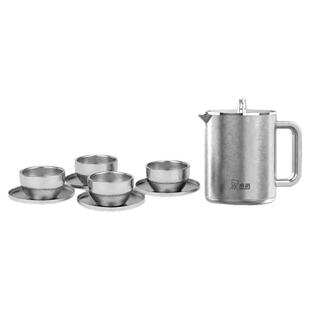 希诺纯钛保温杯保温壶茶杯组合装9件套