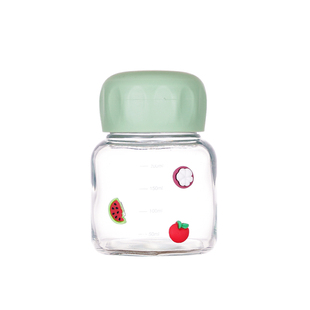 迷你胖胖杯玻璃耐高温带刻度水杯便携早餐牛奶瓶咖啡豆浆杯300ml